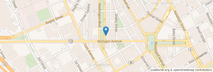 Mapa de ubicacion de Michael Symon's Roast en Vereinigte Staaten Von Amerika, Michigan, Detroit.
