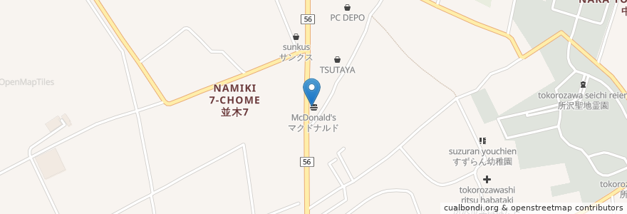 Mapa de ubicacion de マクドナルド en Japan, Präfektur Saitama, 所沢市.