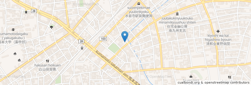 Mapa de ubicacion de コインパーキング en 日本, 熊本県, 熊本市, 中央区.