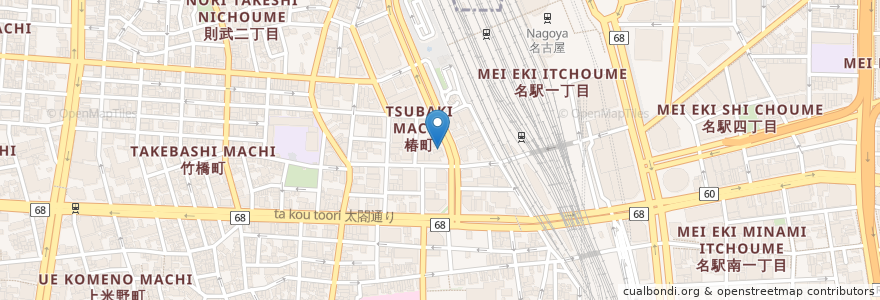 Mapa de ubicacion de 宮本むなし en 日本, 愛知県, 名古屋市, 中村区.