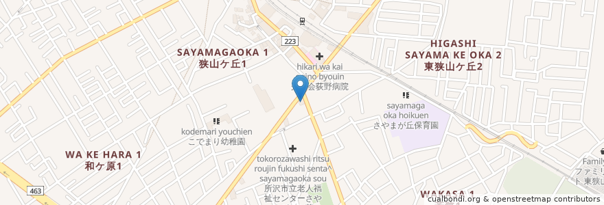 Mapa de ubicacion de サイゼリヤ 狭山ヶ丘店 (Saizeriya) en Japão, 埼玉県, 所沢市.