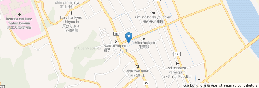 Mapa de ubicacion de 居酒屋やまちゃん en Japan, Iwate Prefecture, Ofunato.