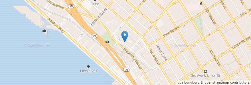 Mapa de ubicacion de Starbucks en アメリカ合衆国, ワシントン州, King County, Seattle.