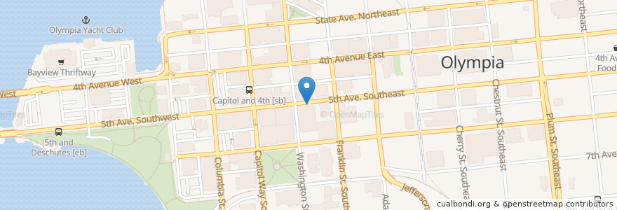 Mapa de ubicacion de Burial Grounds Espresso en Соединённые Штаты Америки, Вашингтон, Thurston County, Olympia.