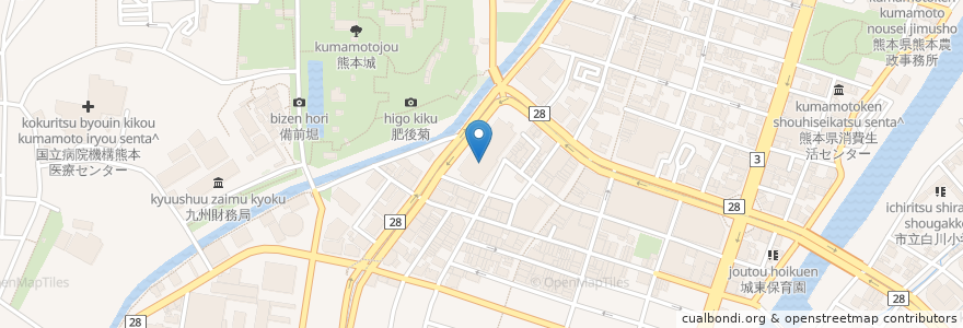 Mapa de ubicacion de 中央区役所 en Japan, Präfektur Kumamoto, 熊本市, 中央区.