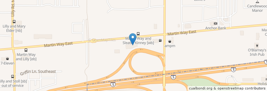 Mapa de ubicacion de Paul's Burger Teriyaki en Amerika Birleşik Devletleri, Vaşington, Thurston County, Olympia.