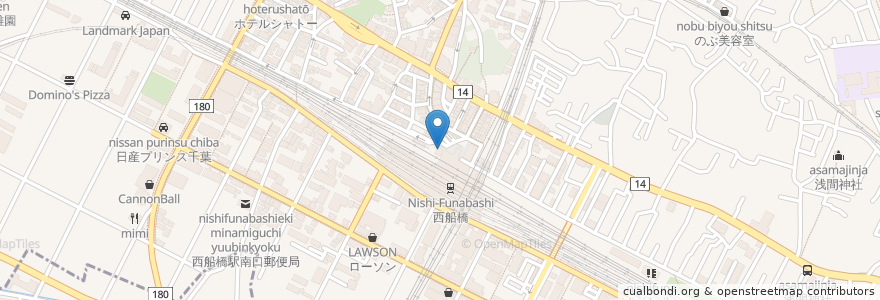 Mapa de ubicacion de 日高屋 en Japão, 千葉県, 船橋市.
