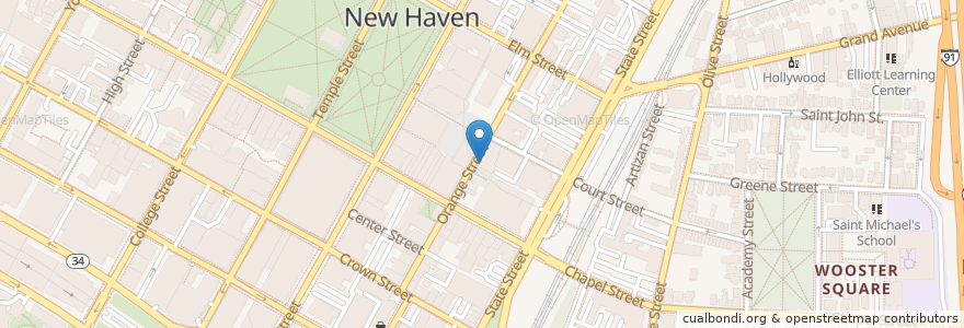 Mapa de ubicacion de The Trinity en 미국, 코네티컷, New Haven County, New Haven.