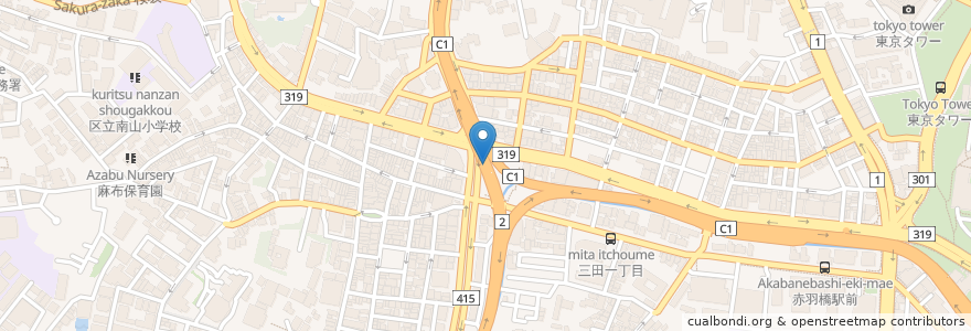 Mapa de ubicacion de 麻布十番第1暫定自転車駐車場 en Japan, Tokio, 港区.