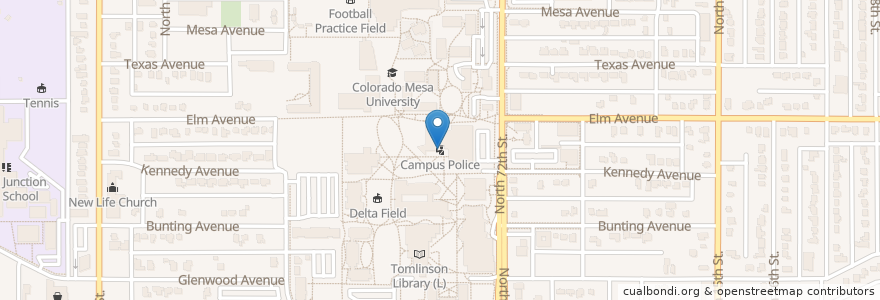 Mapa de ubicacion de Campus Police en Verenigde Staten, Colorado, Mesa County, Grand Junction.