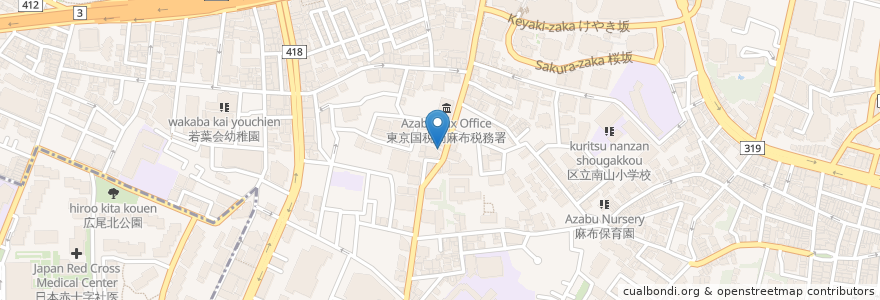 Mapa de ubicacion de 田はら en 일본, 도쿄도, 미나토.