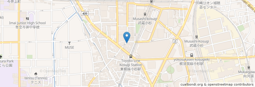 Mapa de ubicacion de こすぎ皮膚科 en 일본, 가나가와현, 川崎市, 中原区.