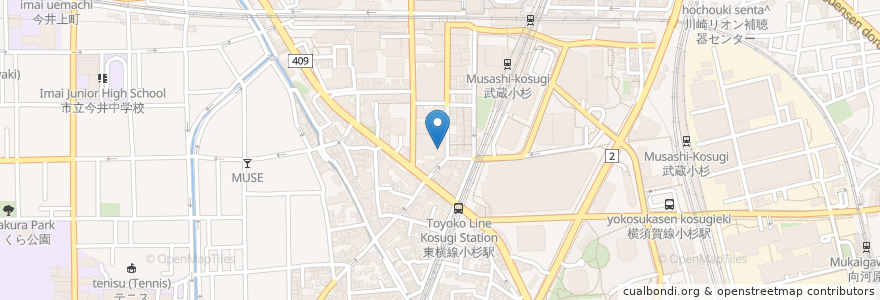 Mapa de ubicacion de 聖マリアンナ医科大学東横病院 en 日本, 神奈川縣, 川崎市, 中原区.