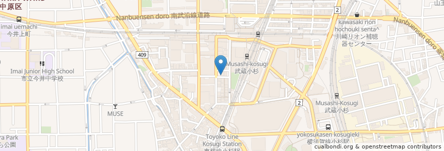 Mapa de ubicacion de イタリアン酒場 NATURA en 일본, 가나가와현, 川崎市, 中原区.