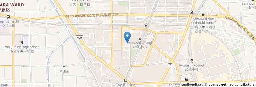 Mapa de ubicacion de 釧路田舎料理 かじか en 日本, 神奈川県, 川崎市, 中原区.