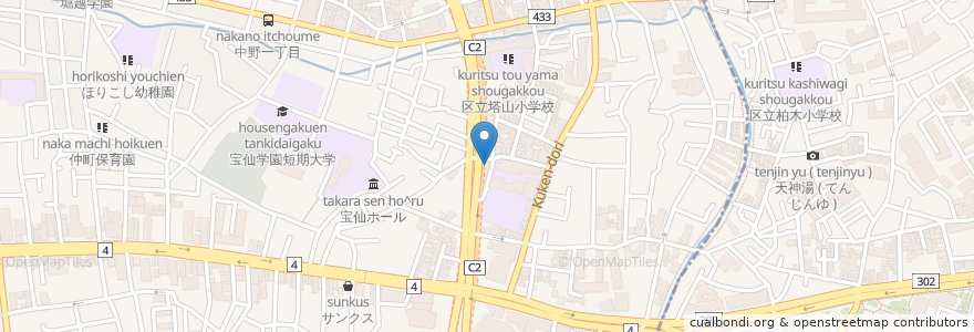 Mapa de ubicacion de バーミヤン en Japan, 東京都, 中野区.