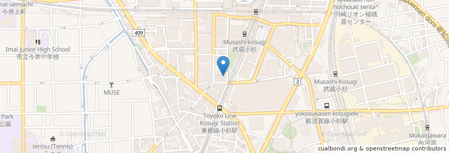 Mapa de ubicacion de かしわや en Japan, 神奈川県, 川崎市, 中原区.