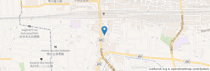 Mapa de ubicacion de 鳥貴族 en 日本, 东京都/東京都, 中野区.