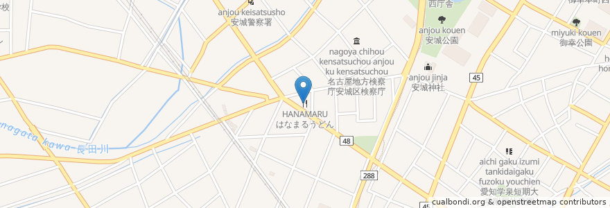 Mapa de ubicacion de はなまるうどん en 日本, 愛知県, 安城市.