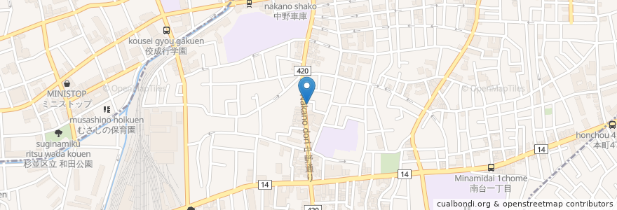 Mapa de ubicacion de ジョナサン en 日本, 東京都, 中野区.