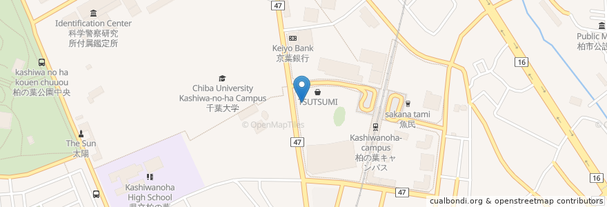 Mapa de ubicacion de ハックドラッグ en Japón, Prefectura De Chiba, 柏市.