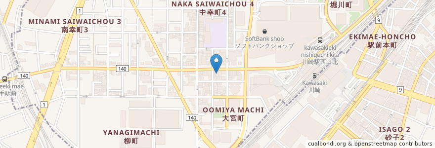 Mapa de ubicacion de やよい軒 en Japonya, 神奈川県, 川崎市, 幸区.
