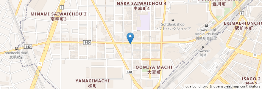 Mapa de ubicacion de らあめん花月 en 일본, 가나가와현, 川崎市, 幸区.