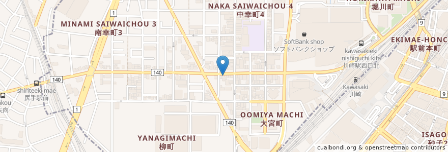 Mapa de ubicacion de 新洪記 en 日本, 神奈川県, 川崎市, 幸区.