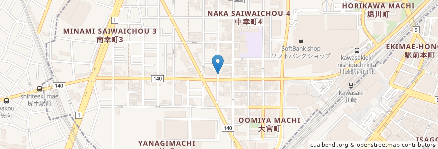 Mapa de ubicacion de CoCo壱番屋 en 日本, 神奈川県, 川崎市, 幸区.
