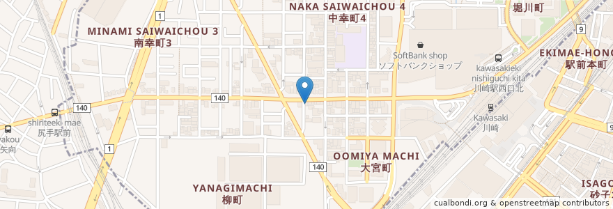 Mapa de ubicacion de 㐂久寿司 en 일본, 가나가와현, 川崎市, 幸区.