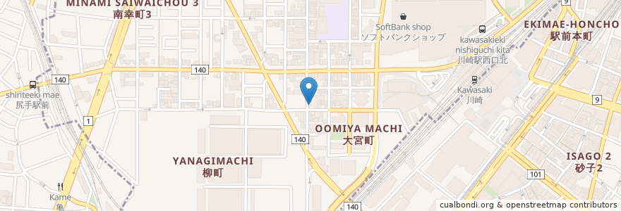 Mapa de ubicacion de ぢどり亭 en Japonya, 神奈川県, 川崎市, 幸区.