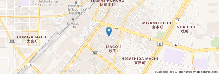 Mapa de ubicacion de 日高屋 en Япония, Канагава, Кавасаки.
