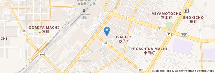 Mapa de ubicacion de 日高屋 en 日本, 神奈川縣, 川崎市.