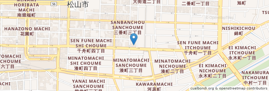 Mapa de ubicacion de 百十四銀行 松山支店 en 日本, 愛媛県, 松山市.