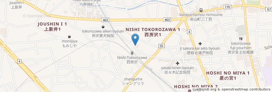 Mapa de ubicacion de 埼玉りそな銀行 en 일본, 사이타마현, 所沢市.