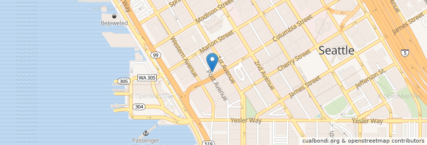 Mapa de ubicacion de Post Gallery en Vereinigte Staaten Von Amerika, Washington, King County, Seattle.