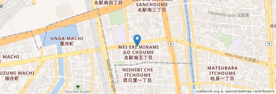 Mapa de ubicacion de タイムズ en Jepun, 愛知県, 名古屋市, 中村区.