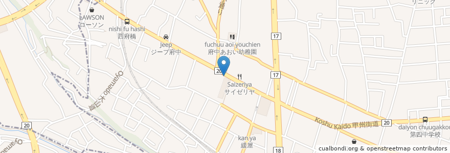 Mapa de ubicacion de アイセイ薬局 en 일본, 도쿄도, 府中市.