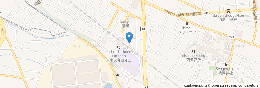 Mapa de ubicacion de 西府駅北自転車駐車場 en Japan, 東京都, 府中市.