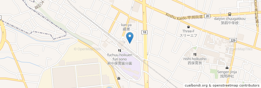 Mapa de ubicacion de 西府の森保育園 en Japão, Tóquio, 府中市.
