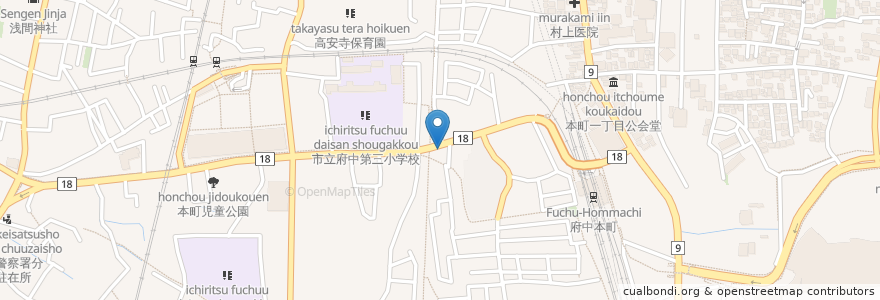 Mapa de ubicacion de 京王コインパーク en 日本, 東京都, 府中市.