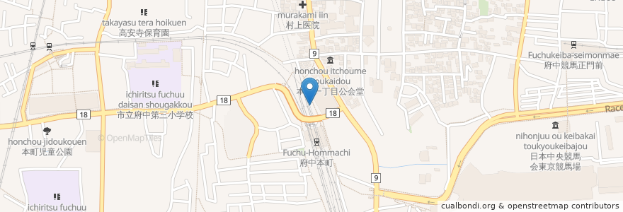 Mapa de ubicacion de 餃子の王将 en 日本, 東京都, 府中市.