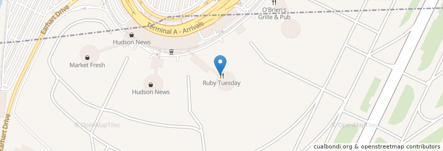 Mapa de ubicacion de Ruby Tuesday en Stati Uniti D'America, New Jersey, Union County, Elizabeth.