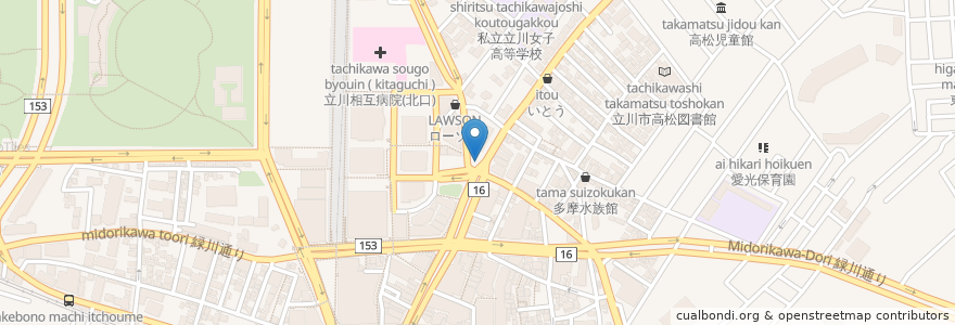 Mapa de ubicacion de 備長扇屋 en Japon, Tokyo, 立川市.