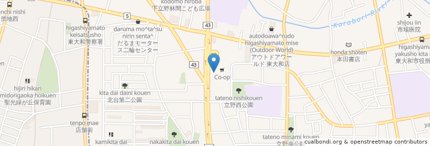 Mapa de ubicacion de マツモトキヨシ en 日本, 東京都, 東大和市.