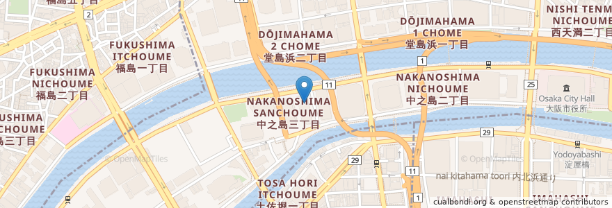 Mapa de ubicacion de スターバックス en Giappone, Prefettura Di Osaka, 大阪市, 北区.