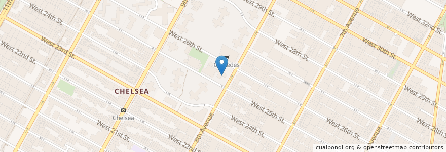 Mapa de ubicacion de 8th Avenue Dental Associates en الولايات المتّحدة الأمريكيّة, نيويورك, New York, New York County, Manhattan, Manhattan Community Board 4.