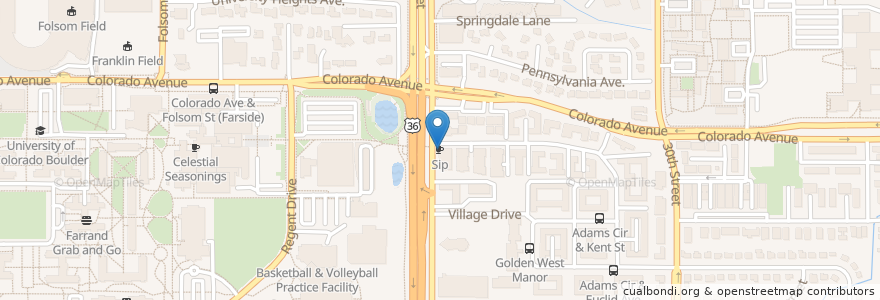 Mapa de ubicacion de Sip en 美利坚合众国/美利堅合眾國, 科罗拉多州 / 科羅拉多州, Boulder County, Boulder.