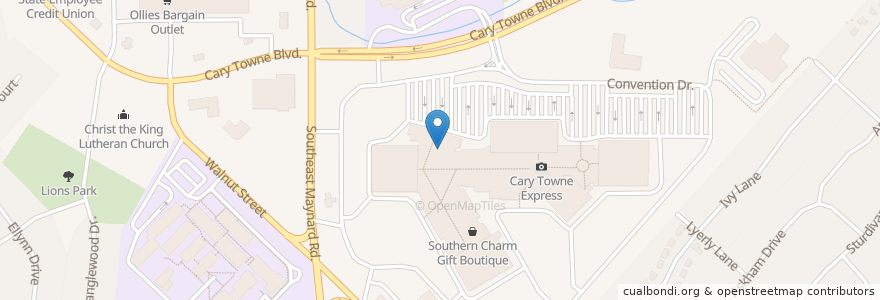 Mapa de ubicacion de Dave & Buster's en Vereinigte Staaten Von Amerika, Nord-Carolina, Wake County, Cary.
