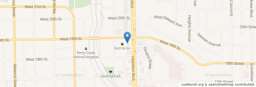 Mapa de ubicacion de Kum & Go en アメリカ合衆国, アイオワ州, Woodbury County, Sioux City.